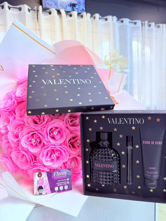 HOMBRES VALENTINO BORN IN ROMA  EAU DE TOILETTE SET DE 3PCS 75ML